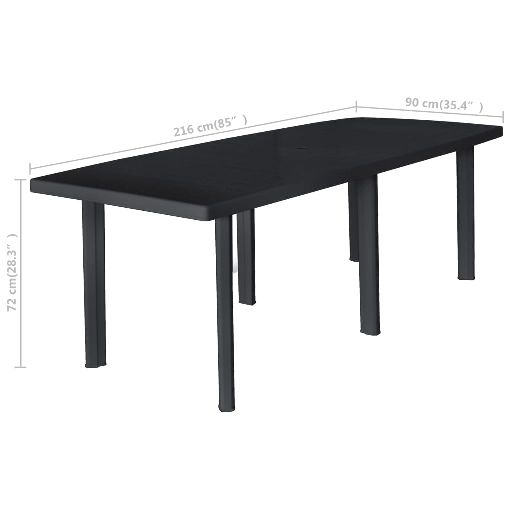 Gartentisch Anthrazit 216 x 90 x 72 cm Kunststoff